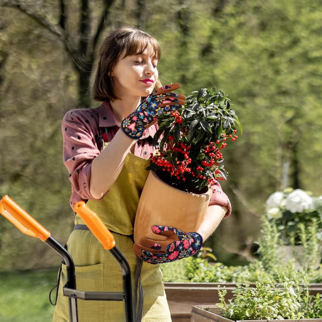 Luvas De Jardinagem De Couro Bamllum Para Mulheres – Trabalho Capina , Escavação , Plantio , Prateleiras E Podas
