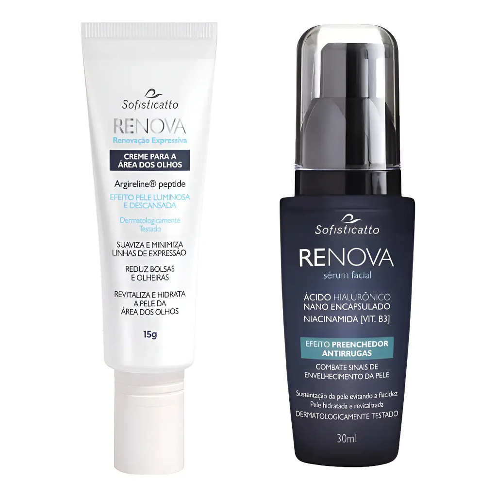 Kit Reparador Facial Serum E Creme Reduz Ruga Olheira Renova Sofisticatto Promoção