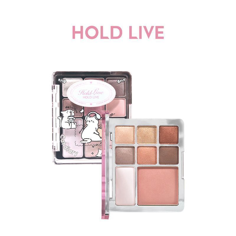 HOLD LIVE Cute Cat Maquiagem Multifuncional De 8 Tons Acabamento Acetinado Compacto Sombra Para Os Olhos Blush E Ilumina
