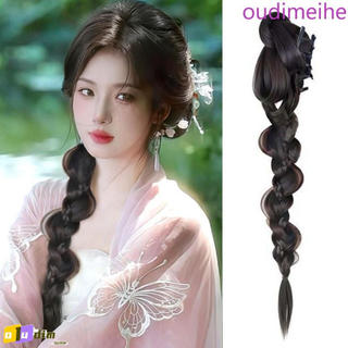 OUDIMEIHE Rabo De Cavalo Lateral Baixo Amarrado , Cocar Sintético Estilo Chinês Peruca Trança ,