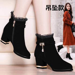 Wenzhou botas curtas foscas de alta qualidade femininas 2026 novo estilo salto grosso outono inverno salto alto botas fe