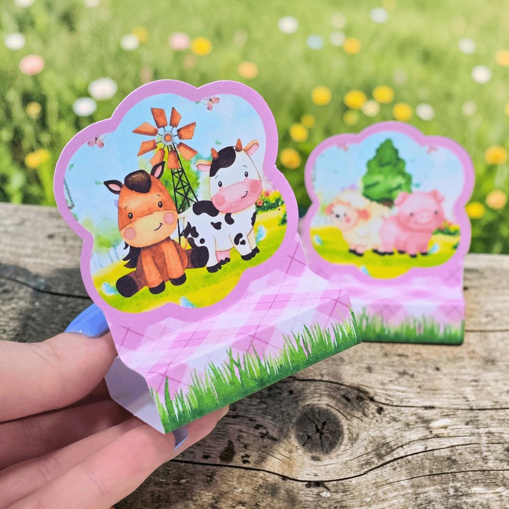 Até 40 Porta Bis duplo FAZENDINHA ROSA Menina - Lembrancinha de festa infantil - PEGUE E MONTE