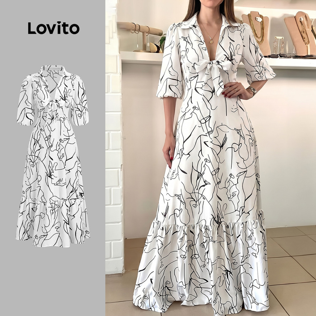 Lovito Vestido Casual para Outono/inverno Feminino LK6LD062