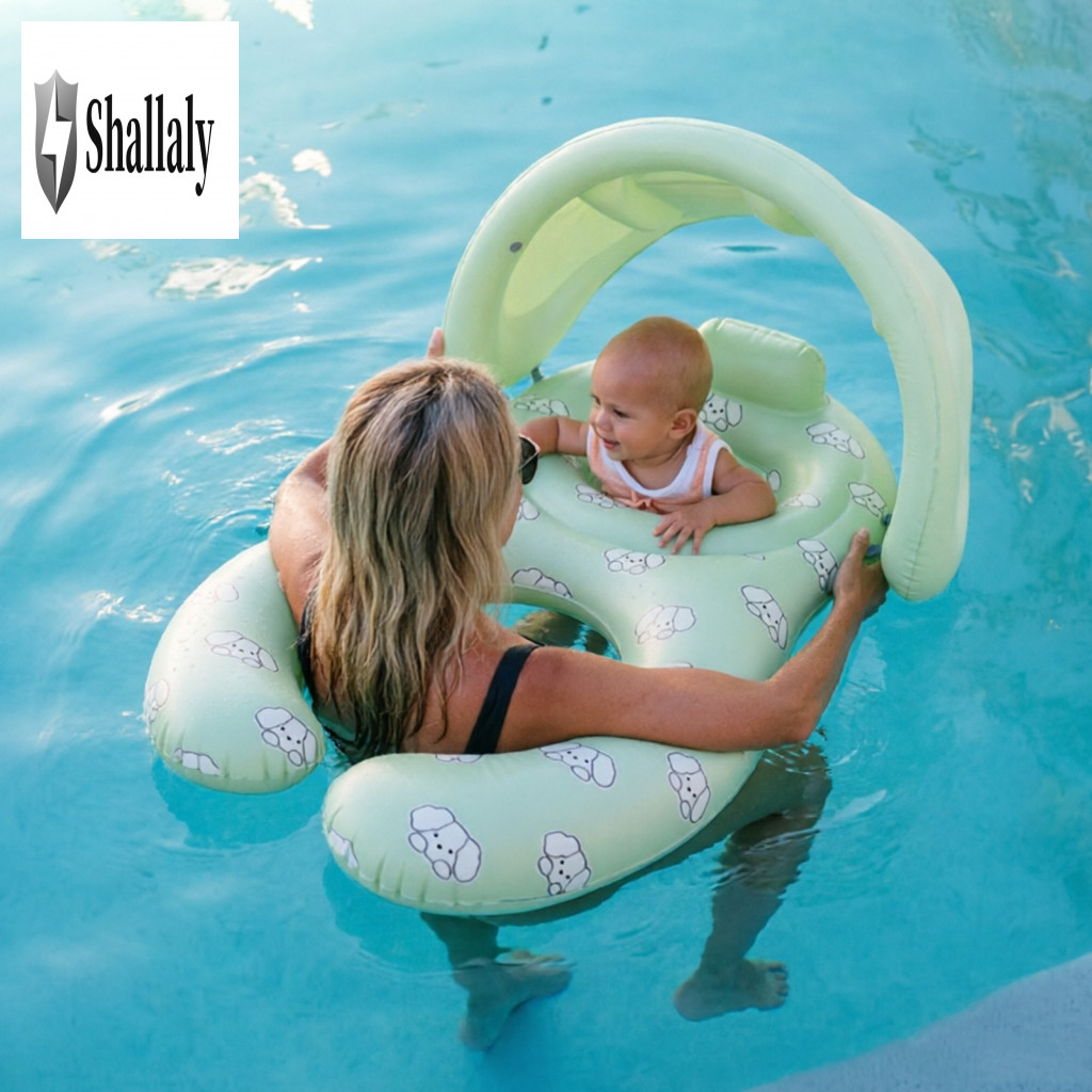 Baby Pool Float with Headrest Infant Tube Together Canopy Soft Leg Cradles Non-toxic Phthalate-free for Toddlers for Sou