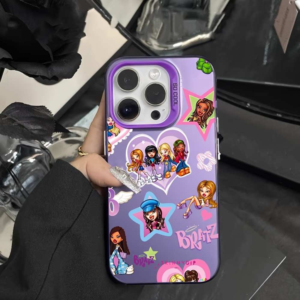 Capa de celular fofa e estilosa com tema de boneca Bratz, compatível com iPhone 16 15 14 13 12 11 Pro Max X XR XS Max 8