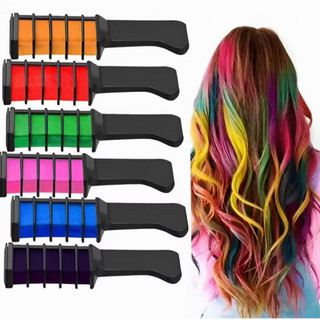 Kit 5 Pentes Coloridos Giz De Cabelo Com 06 Cores Temporárias Para Festas Criativo, Curtir sem Danificar o Cabelo