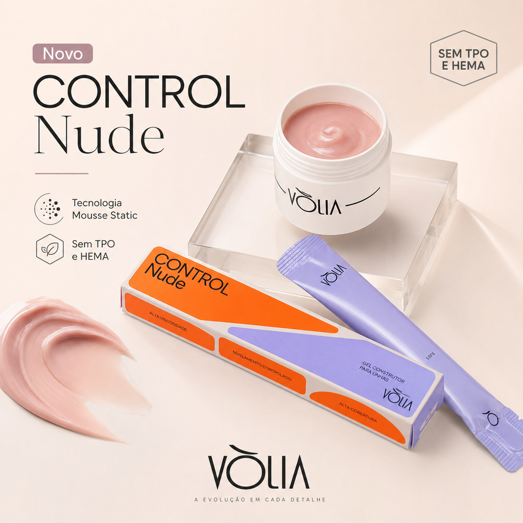 Sachê Gel Control Nude Vòlia 14g Sem TPO e HEMA Mousse Static LED UV