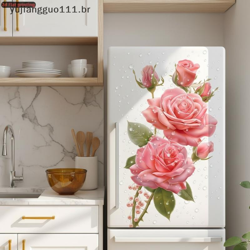 # Novo Girassol Rosa Geladeira Stiers Decalques De Gabinete Autoadesivos Removíveis À Prova D'água Para Design De Parede