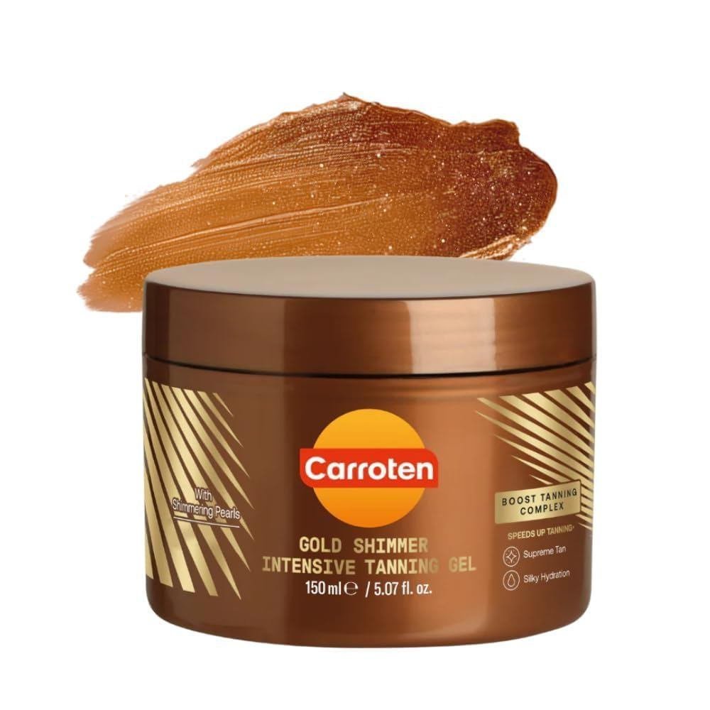 Gel Bronzeador CarrotenGoldShimmer | Acelerador de Bronzeado Browning | Não oleoso, à prova d'água, com óleo de cenoura