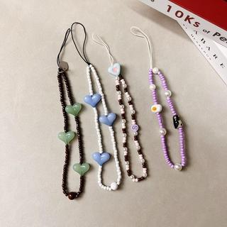 Criativo pendurado corrente caso de telefone corrente ins estilo acessórios frisado diy amor coração cordão chaveiro est