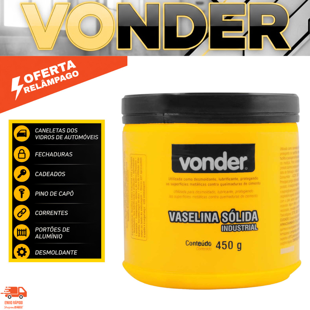Vaselina Sólida industrial 450g Vonder Desmoldante Lubrificante Oferta Resistente