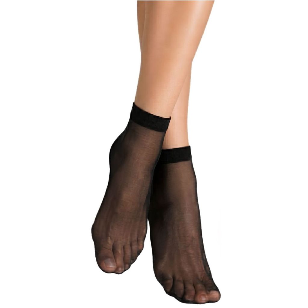 Par Meia 3/4 Fio 15 Dantelle Feminina Transparente Preto Fina Roupa Social Trabalho