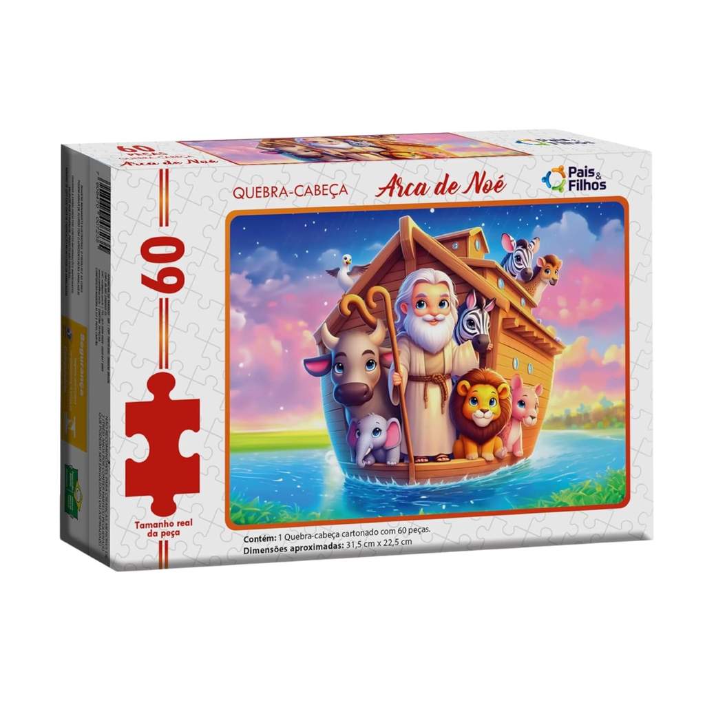 Quebra-Cabeça Arca de Noé 60 Peças Pais e Filhos - 2857-1