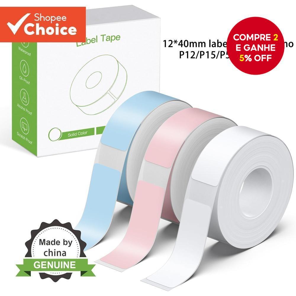 1 Roll Adesivo Térmico 12x40/14x30 Para Impressora Papel De Etiqueta Transparente P11/P12/P15