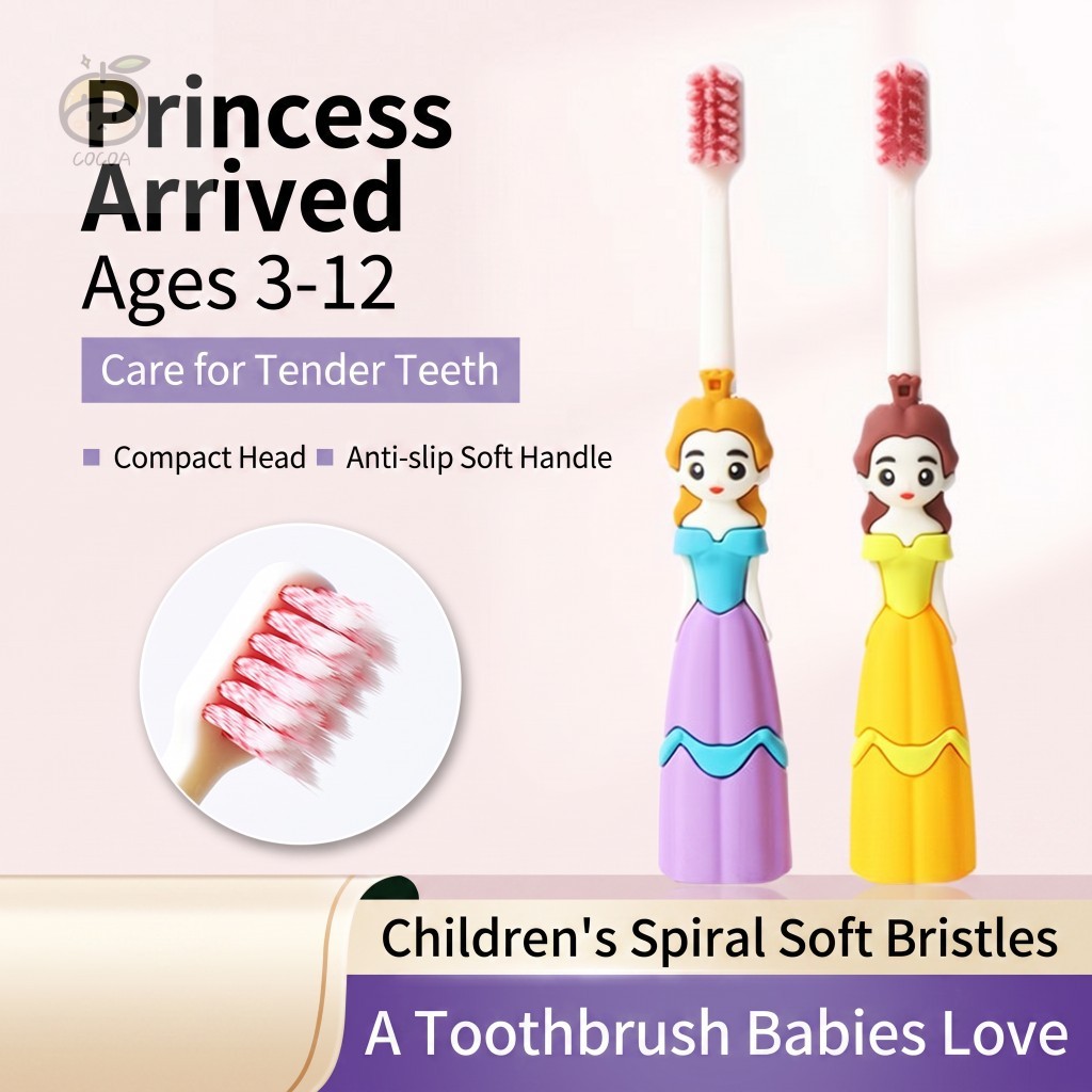 Escova De Dentes De Cerdas Macias Em Espiral Fofa Princesa Príncipe Infantil-Cabeça Pequena De Desenho Animado 3D Para C