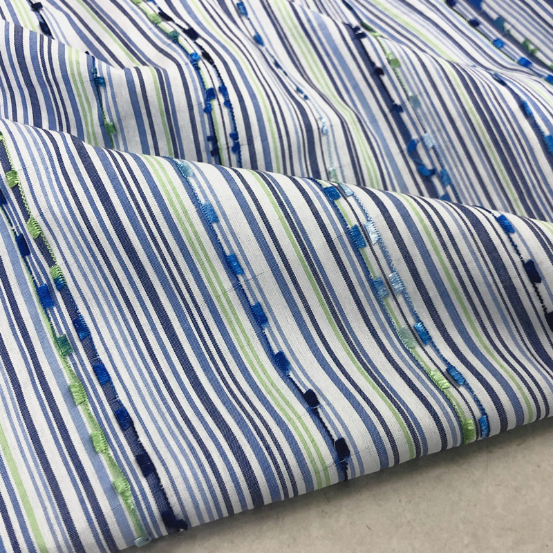 Algodão puro azul amarelo listras verticais gradiente algodão verão estilo fino moda tecido camisa saia Designer tecido
