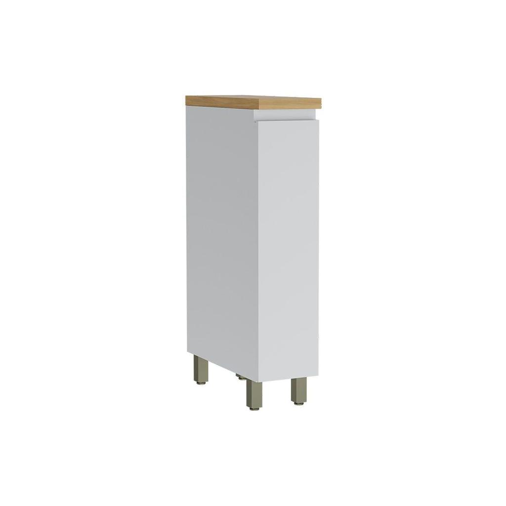 Gabinete de Cozinha Modulado Balcão c/ Tampo Rainha Porta Tempero c/ 1 Porta 20cm Branca/Nature - Nesher
