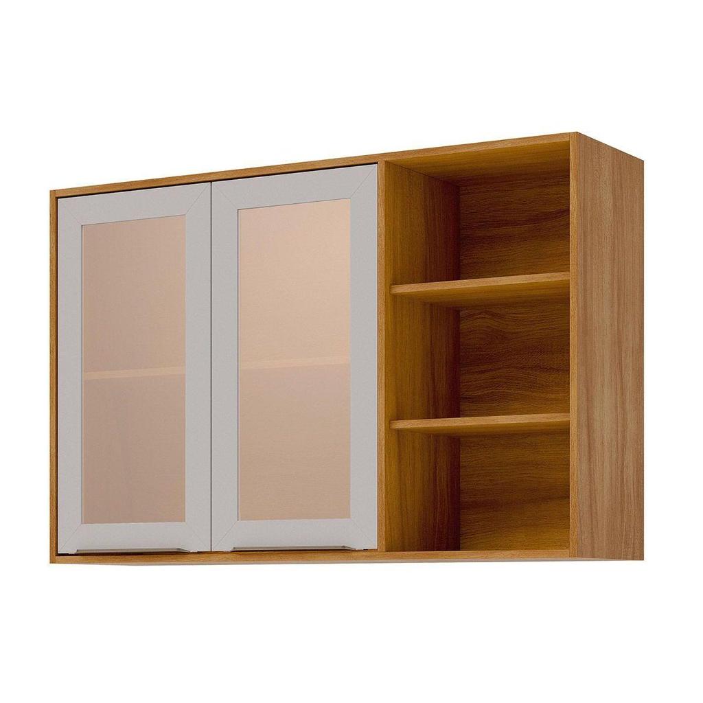 Armário Aéreo p/ Cozinha Brilhante c/ 2 Portas 120cm Cinamomo/Off White - MGM