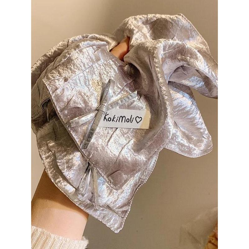 Maizhi novo estilo doce legal prata nicho lenço quadrado anel de cabelo feminino moda nicho Blogger moda acessórios para
