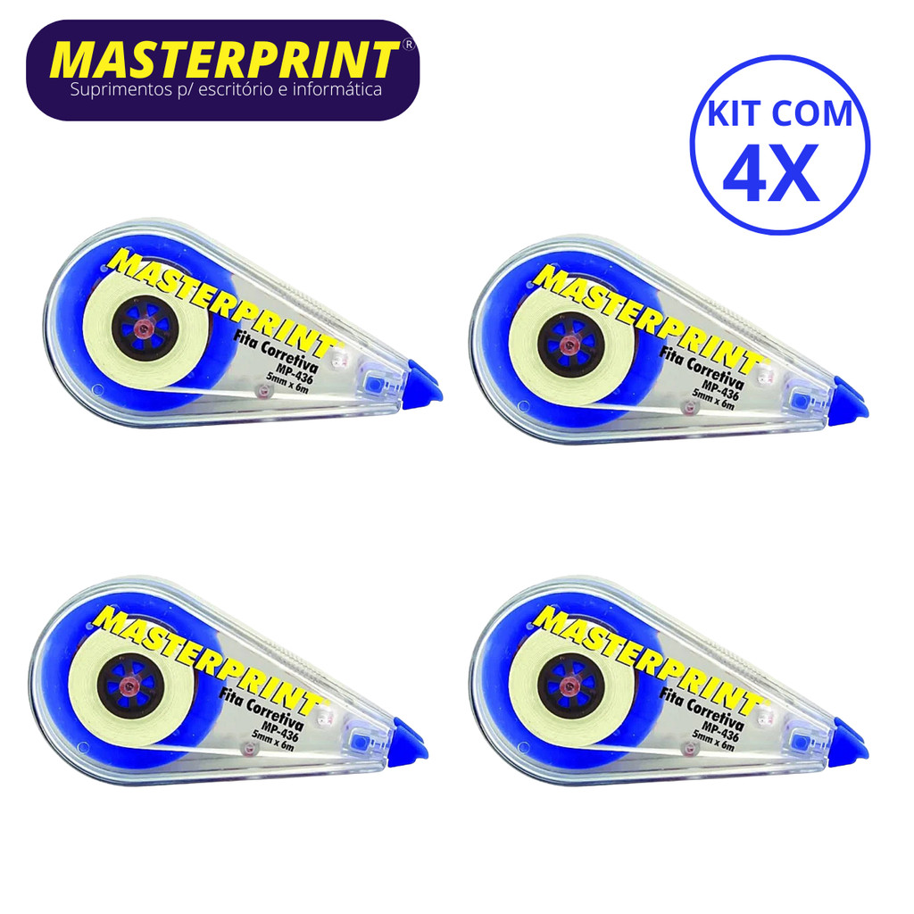 Kit Com 4 Fitas Corretiva Com Secagem Instantânea 5mm x 6m - MASTERPRINT