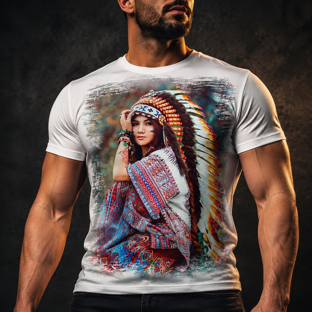 Camisa Camiseta Indigena Indio India Apache Cocar 4