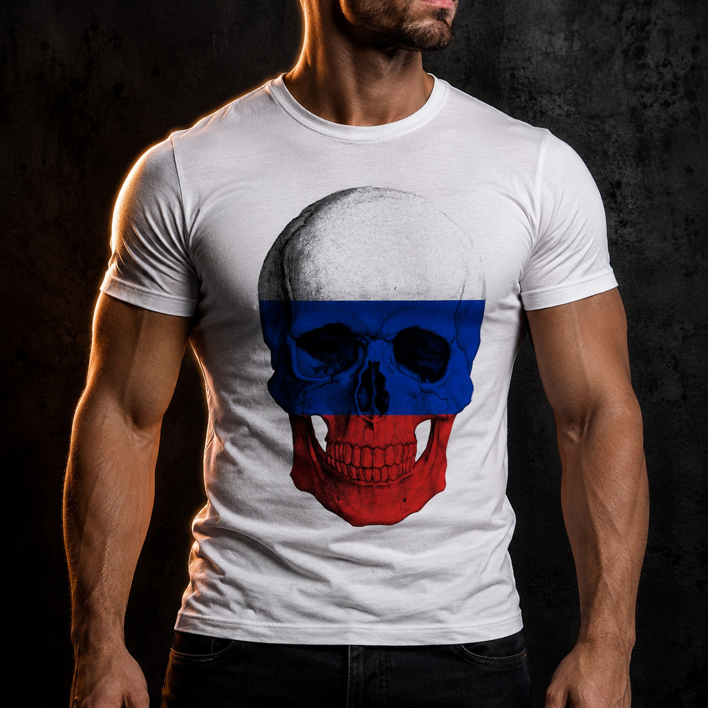 Camisa Camiseta Masculina Caveira Russia 1