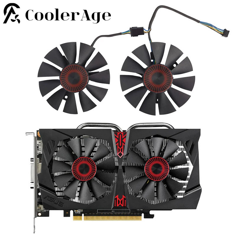 Ventilador De Placa De Vídeo Para ASUS STRIX GTX 750 Ti 960 1060 1050 R9 370 75MM T128010ventilador GPU Sh GTX750Ti GTX9