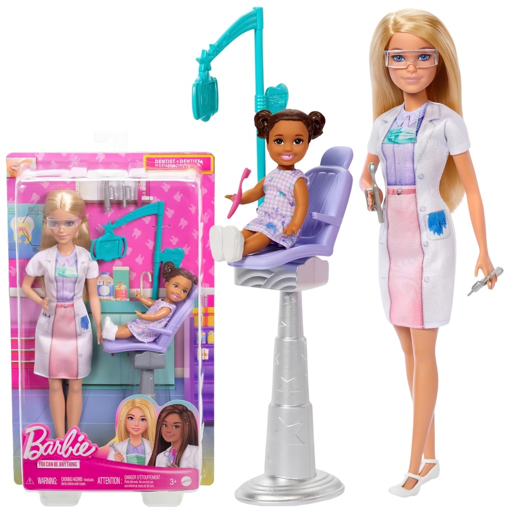 Boneca Barbie Loira Profissões Dentista Com Acessórios E Paciente Mattel JCR74