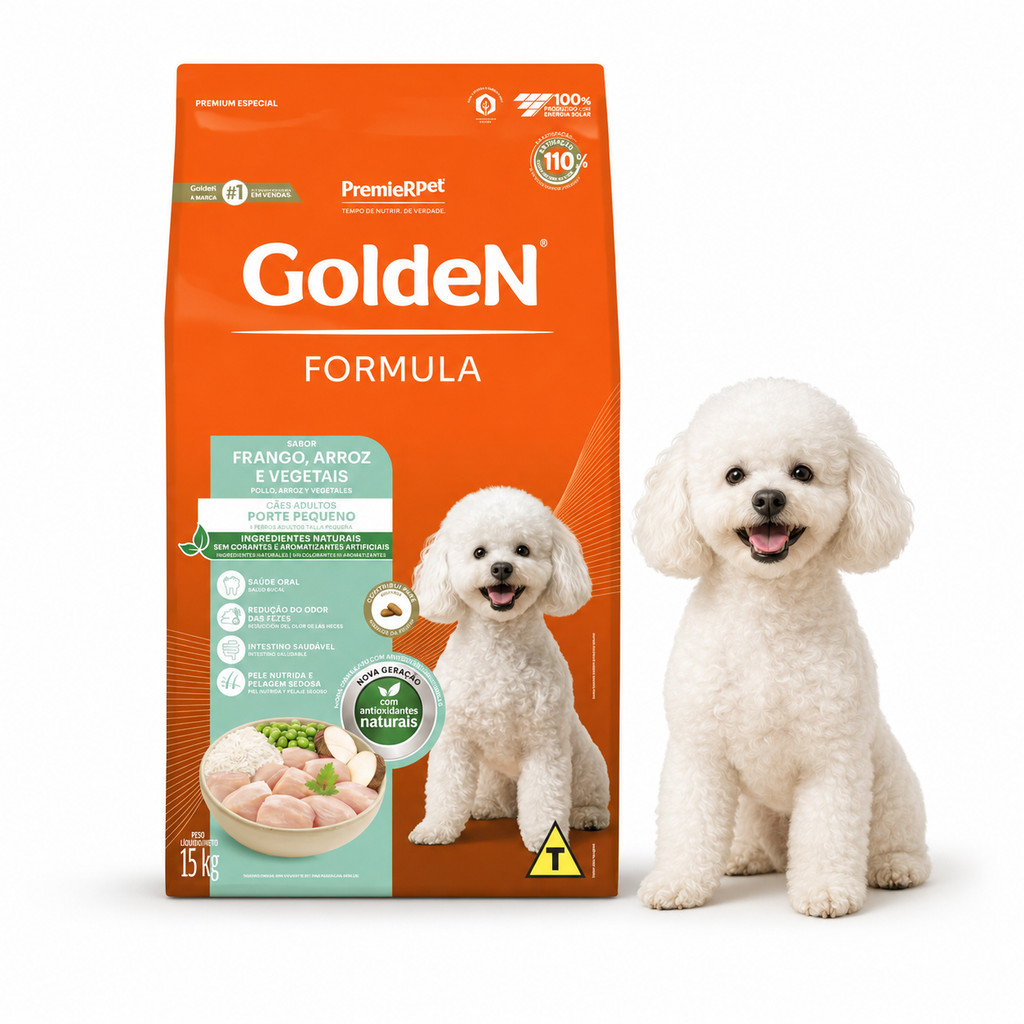 Cp Ração Golden Fórmula Cães Adultos Pequeno Porte Frango 15KG