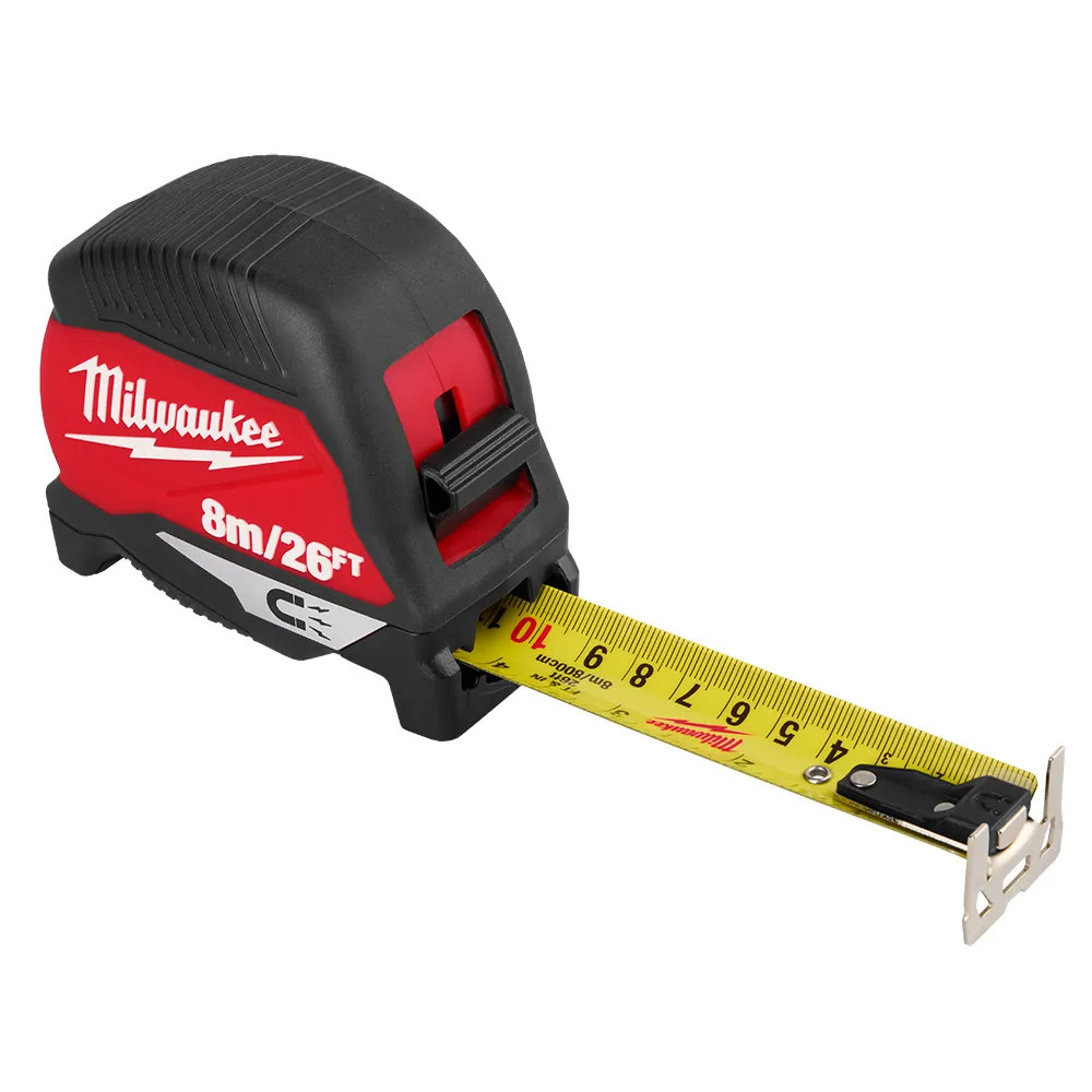 Trena Magnética 8m/26tf MILWAUKEE 48-22-1026M Lâmina Larga de 8 Metros com Ímã