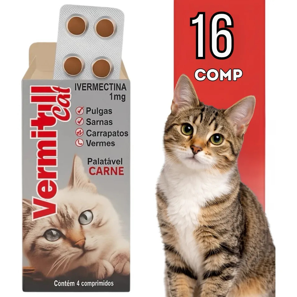 Vermitril Cat 16 Comp Gatos Até 3kg Leia A Bula Pet