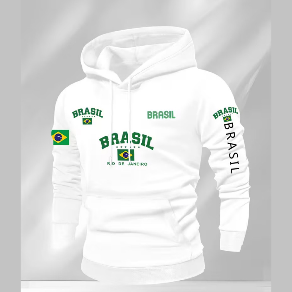 Moletom Canguru Unissex Brasil Seleção Brasileira Copa do Mundo Futebol 100% Algodão Envio Rápido