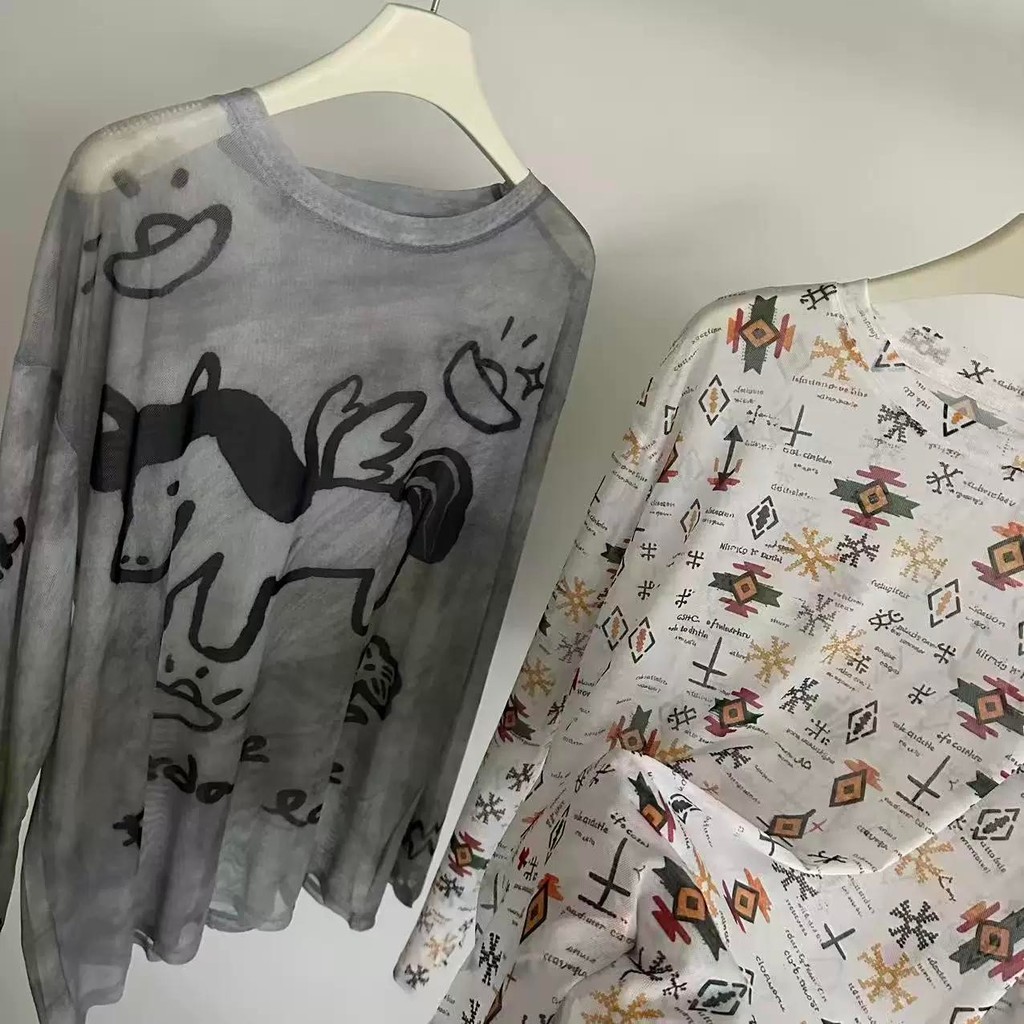 Novo Tamanho Grande 2-300 catties De Gordura mm Solto E Fino Bonito Cavalo Micro Transparente Manga Comprida Blusa260601