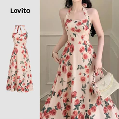 Lovito Floral Vestido Romântico Flores Simples Lazer Primavera/verão para Mulheres LK4ED1099