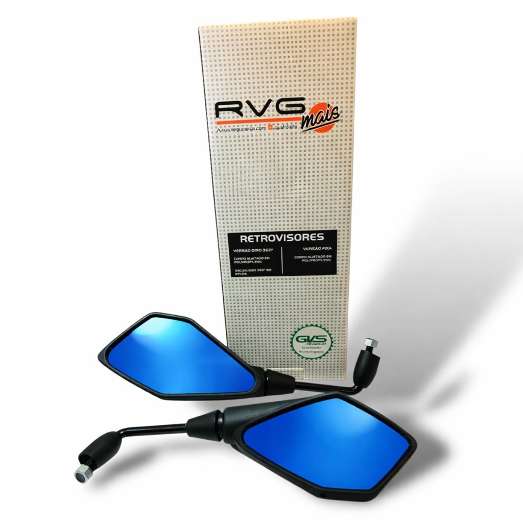 Retrovisor Z400 Haste Longa Lente Azul Honda Par Rvg