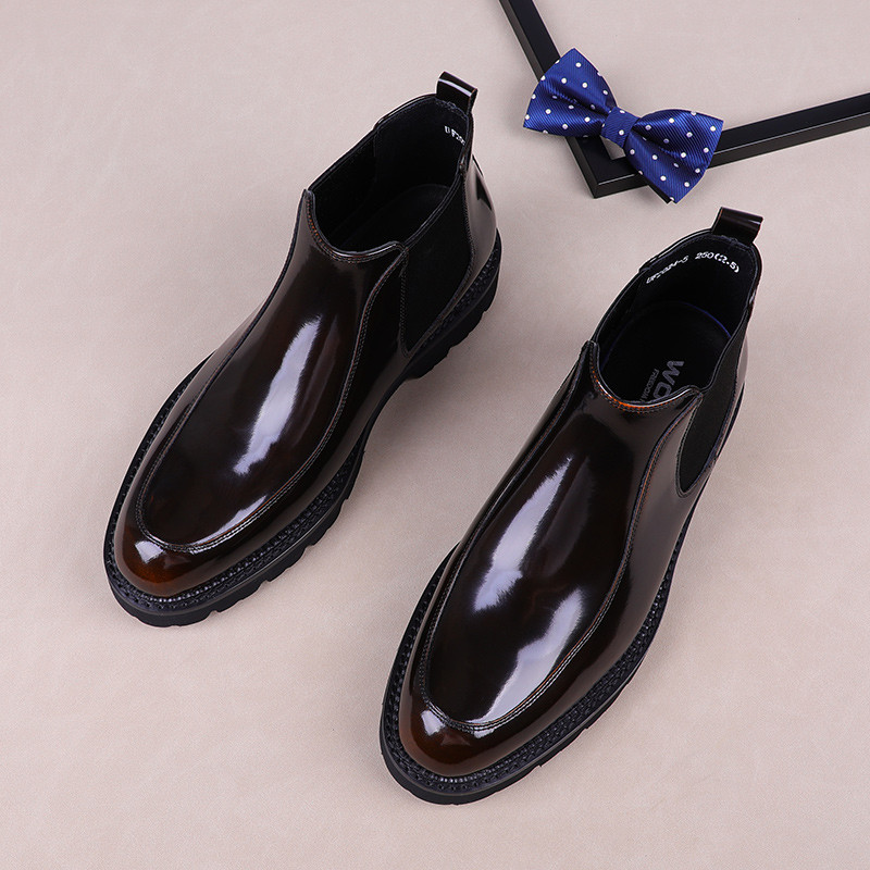 Novo outono inverno negócios Casual sapatos de couro de alta qualidade masculino botas Chelsea de sola grossa botas de c