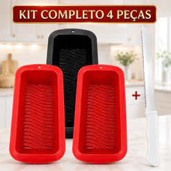 Utensílios 3 Formas Silicone + Faca Serrilhada Para Pão Caseiro Forma Anticalor Faca de Cortar Pão
