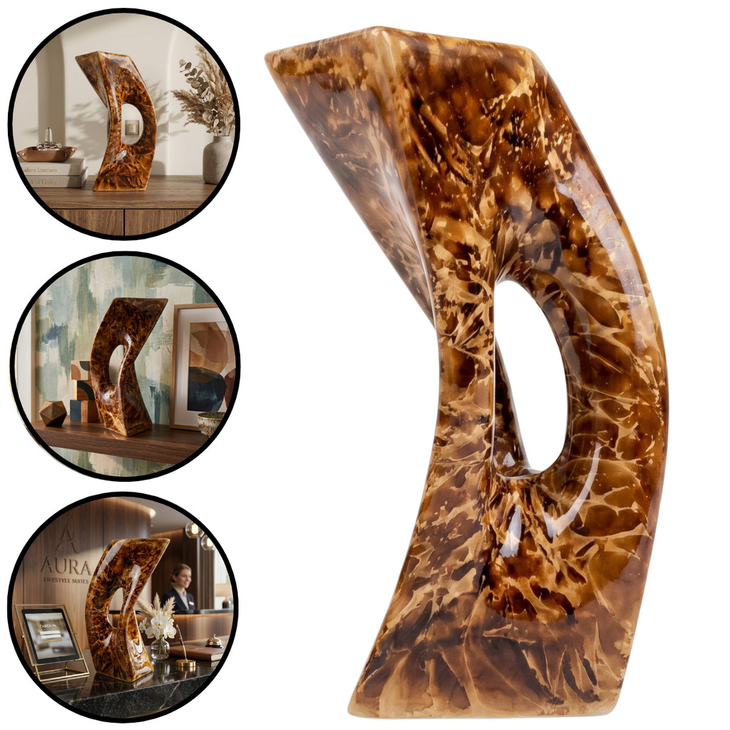 Vaso Presença Para Decoração Sala Design Abstrato Luxo Enfeite Mesa Rack De Cerâmica Grande Com Pintura espelhada 33x14