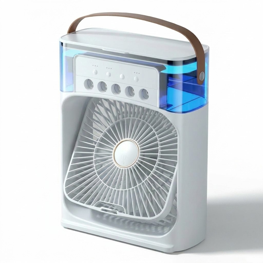 Mini Climatizador Portátil Ventilador E Umidificador De Ar USB Com Timer E 3 Velocidades Silencioso