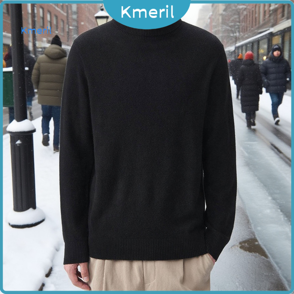 Lightweight Knit Sweater Knitted High-neck Men's Slim Fit Turtleneck Warm High Neck Pullover Solid Color Rollneck for Da