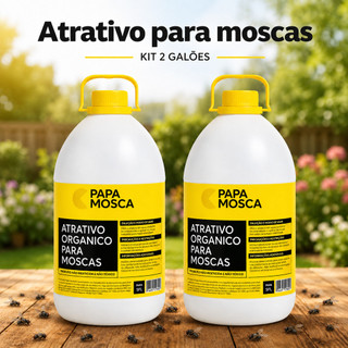 Kit 2 Galões 5 Litros Refil Atrativo Armadilha Capturador de Moscas Varejeira Papa Mosca