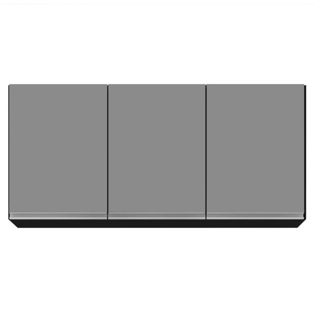 Armário Aéreo de Cozinha 120cm 3 Portas Virgínia Preto/Cinza - Lumil · foto 2