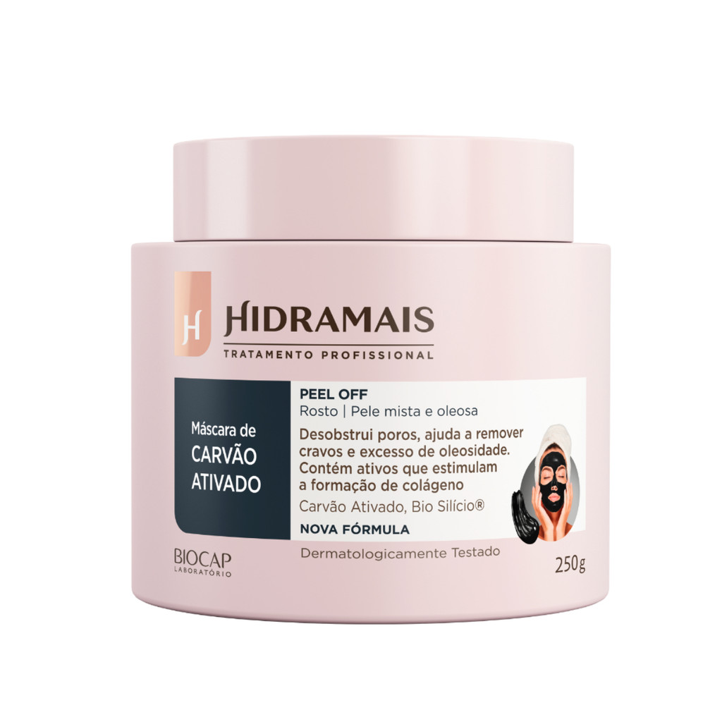 Máscara Facial Carvão Ativado Peel Off Hidramais 250g Detox Controle Oleosidade Removedor Impurezas