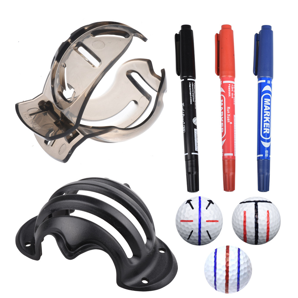 Novo dispositivo de bola de desenho de golfe três linhas Scriber translúcido linha de golfe desenho bola clipe com marca