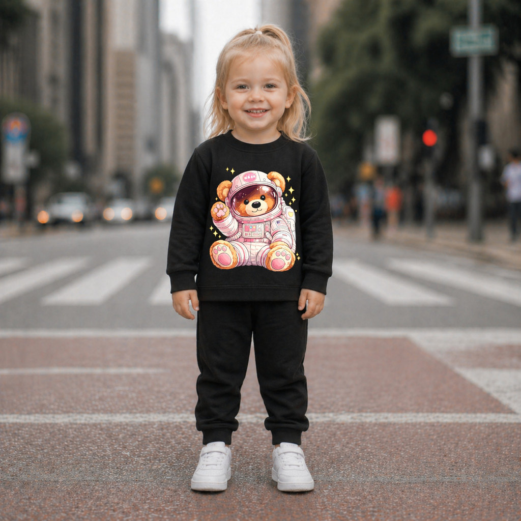 Conjunto Moletom Infantil Peluciado Menina Estampa Ursinha Fofo e Quentinho