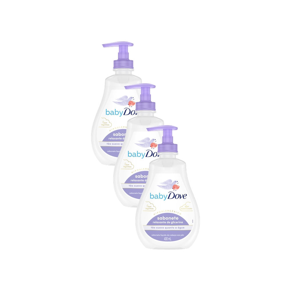Kit 3 Sabonete Líquido Relaxante de Glicerina Baby Dove Hora de Dormir 400ml