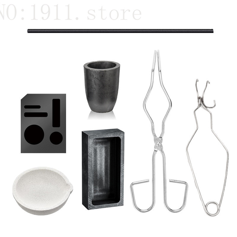 7 Pçs Conjunto Ouro Prata Grafite Cadinho Tong Bórax Haste De Agitação Kit Molde Derretimento Para Joalheiros Metalsmith