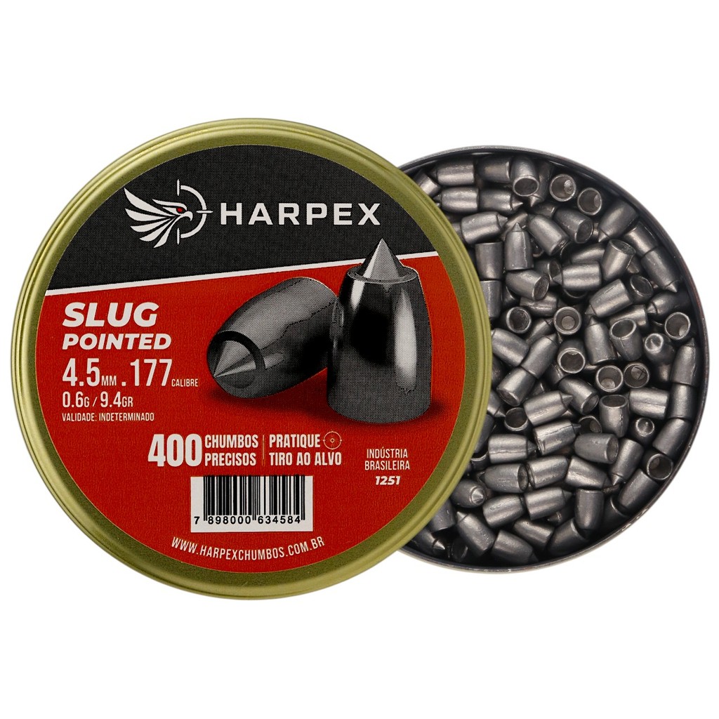 Chumbinho Harpex Slug Pointed Precisão Extrema 4.5mm (.177) - 400un
