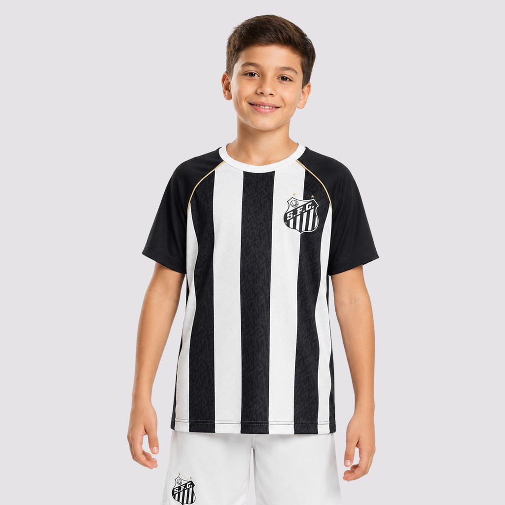 Camisa Santos Mosaico Infantil Preta
