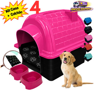 Casinha N4 + Cama Para Cachorro + Comedouro + Bebedouro Pet Caminha Para Cachorro Casa Pa…